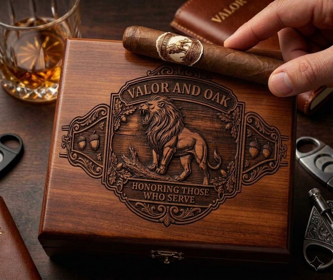 Valor and Oak — premium hand-engraved collector box
